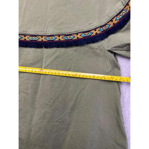 Zara Aztec Embroidered Crop Bell Sleeve Jacket Womens M Boho Green Indie Hippie - Picture 4 of 9